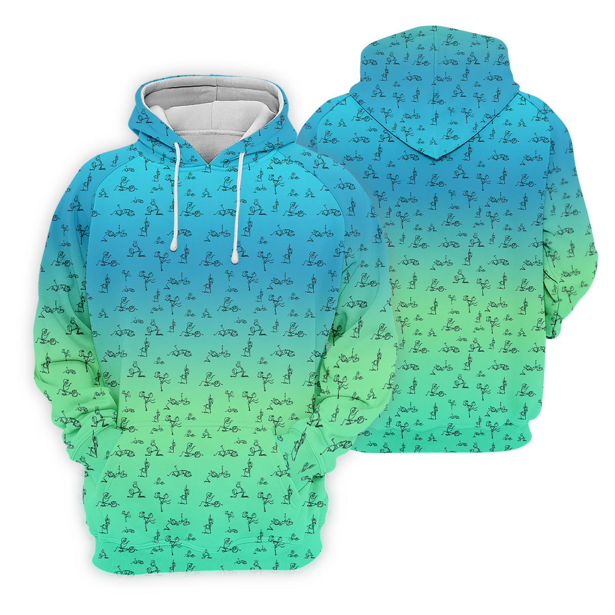 Stick Figure Couple Ombre Fun Men's Golf Polos, Unique Gift For Golfer, Golf Accessories For Men