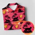 Tropical Cat Sunset Pattern Hawaiian Golf Polo, Golf Tops For Women, Golfing Apparel