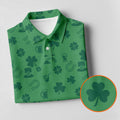 Leprechaun Hat Shamrock Beer Dark Green Seamless Pattern St. Patrick’s Day Golf Shirt, Golf Shirts For Men