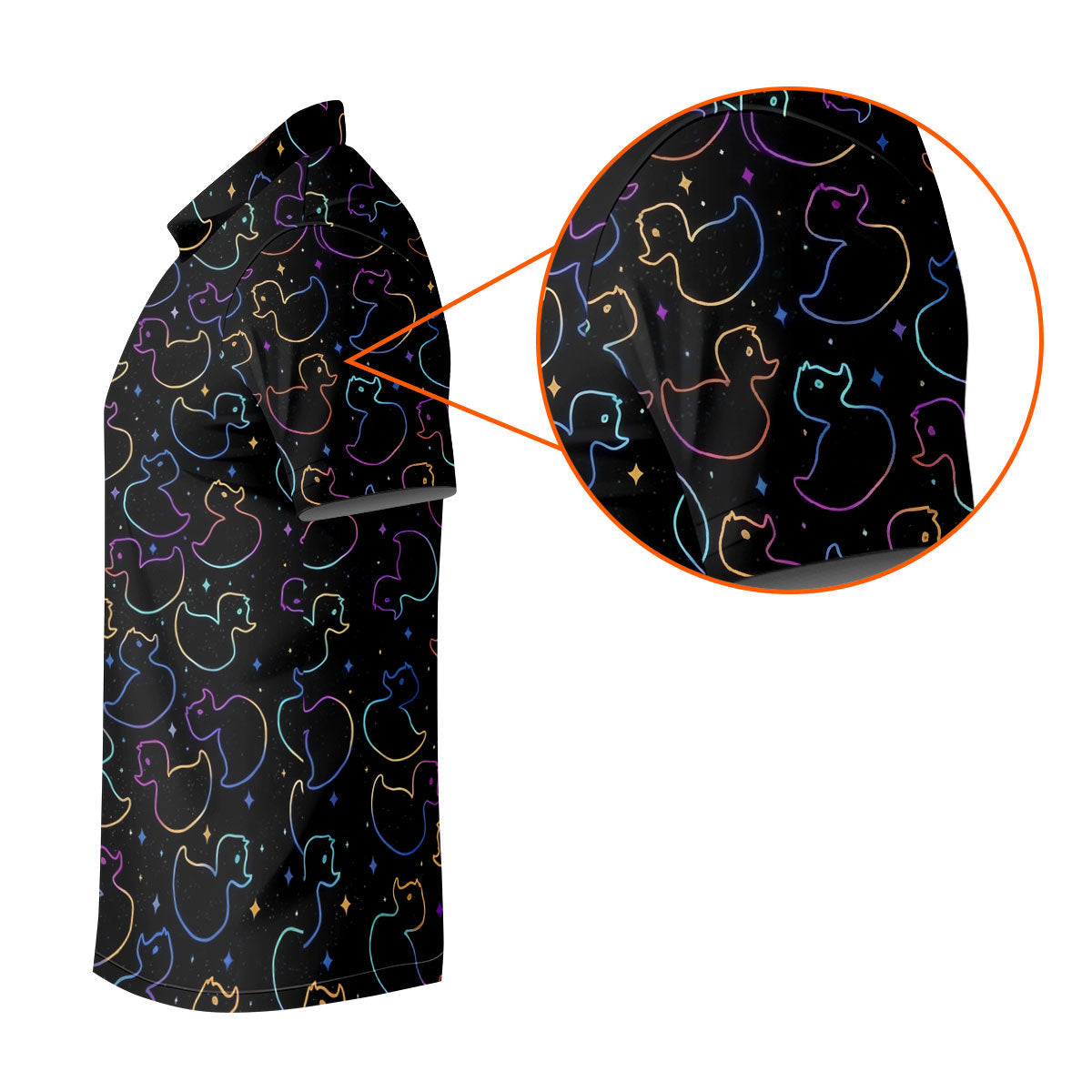 Neon Rubber Duck Pattern Golf Shirt, Ladies Golf Tops, Hawaiian Golf Shirt, Golf Tops For Women