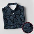 Gothic Sugar Skull Pattern Golf Polo Shirt, Golf Shirts For Women, Women’s Golf Polo