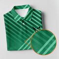 Green And White Striped Pattern Women's Golf Tops, Performance Golf Shirt, Ladies Golf Shirts