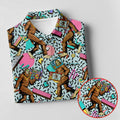 Bigfoot Pop Culture Pattern with Retro TV Sets Design Design Hawaiian Golf Polo, Golf Tops For Men, Golfing Apparel