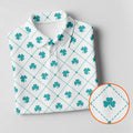 Grid Pattern Shamrock Golf Shirt, St Patrick's Day Women's Golf Tops, Ladies Golf Polos, Golf Shirt For Women