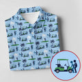 Funny Golf Cart Couple Pattern Men's Golf Shirt, Hawaiian Golf Shirt, Golf Apparel For Men