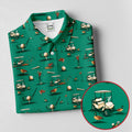 Funny Goose Golf Cart Pattern Green Polo Shirt, Womens Golf Tops, Golf Polo For Women
