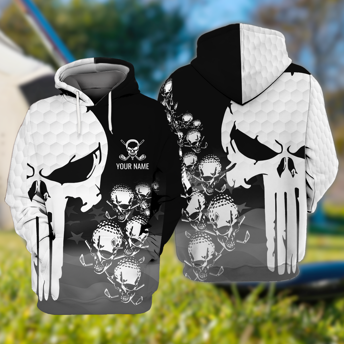 Punisher Skull Golf Polo Shirt, Skull 3D Art Shirt, Golfing Apparel, Gift For Golfers