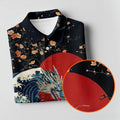 Japanese Dragon Koi Wave Hawaiian Golf Shirt, Mens Golf Apparel, Golf Polo Shirts For Men