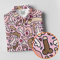 Funny Adult Doodle Pink Pattern Polo Shirt, Mens Golf Polo, Golf Shirts For Men
