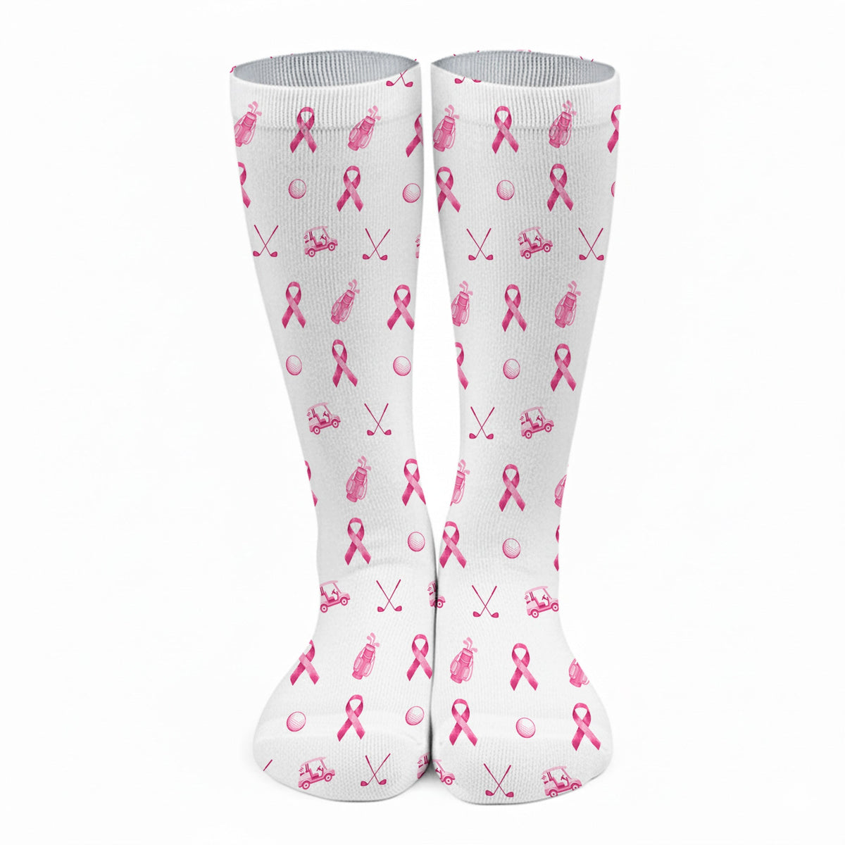 Breast Cancer Pink Ribbon Golf Socks, Christmas Golf Gift, Gifts For Golf Lovers, Golfing Apparel