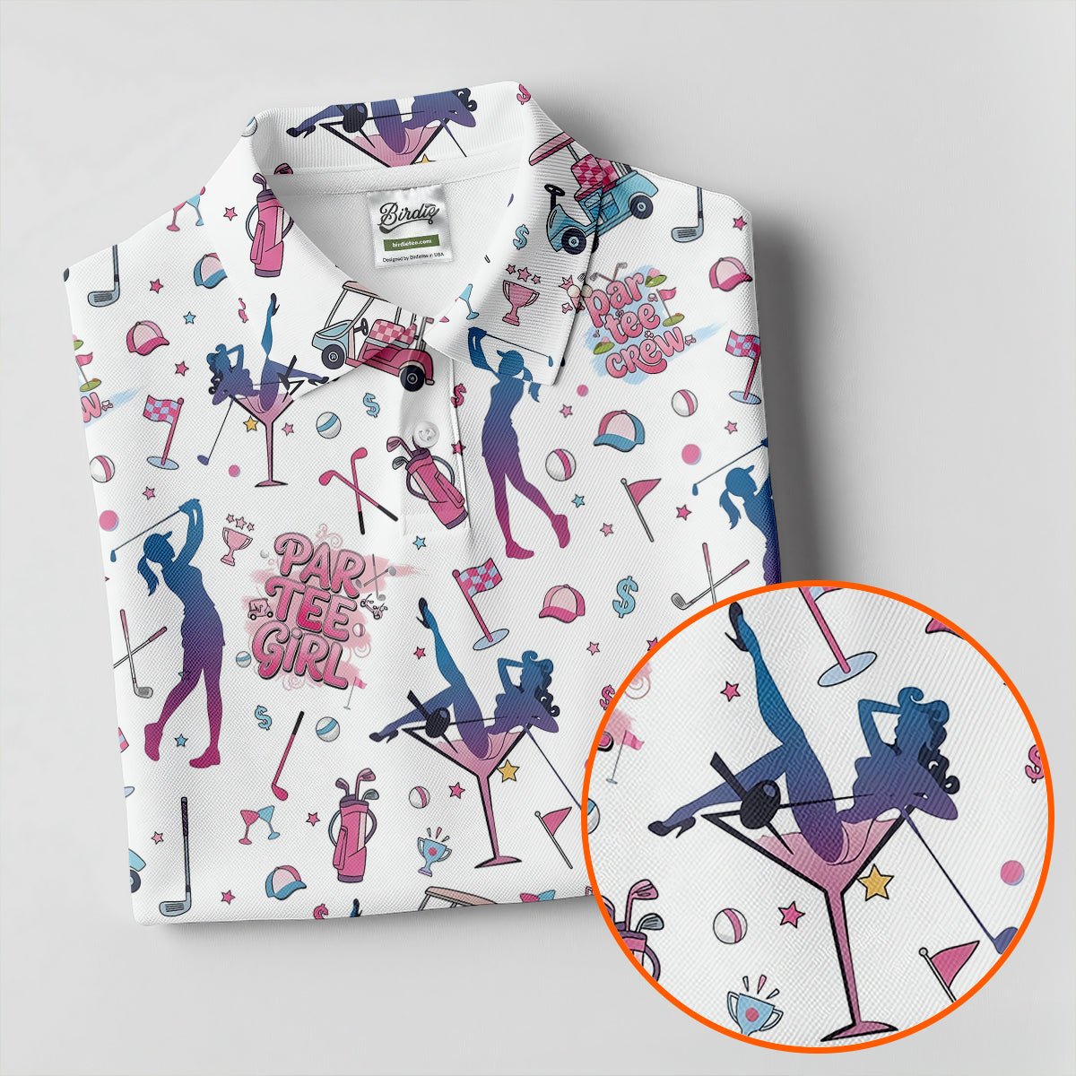 Funny Par Tee Girl Golfer Pattern Golf Polo Shirt, Polo Shirts For Men, Mens Golf Apparel