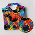 Colorful Cat Sunglasses Paint Splash Golf Shirt, Women's Golf Tops, Performance Golf Shirt