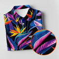 Vibrant Tropical Flowers and Exotic Jungle Leaves Hawaiian Golf Polo, Golf Tops For Women, Golfing Apparel