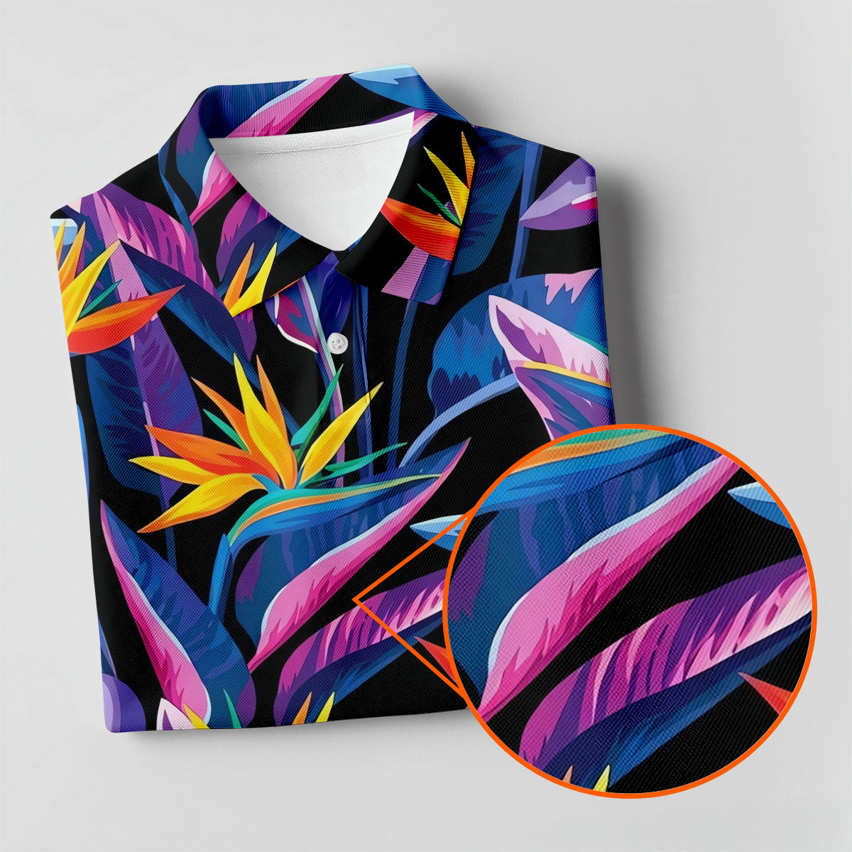 Vibrant Tropical Flowers and Exotic Jungle Leaves Hawaiian Golf Polo, Golf Tops For Women, Golfing Apparel