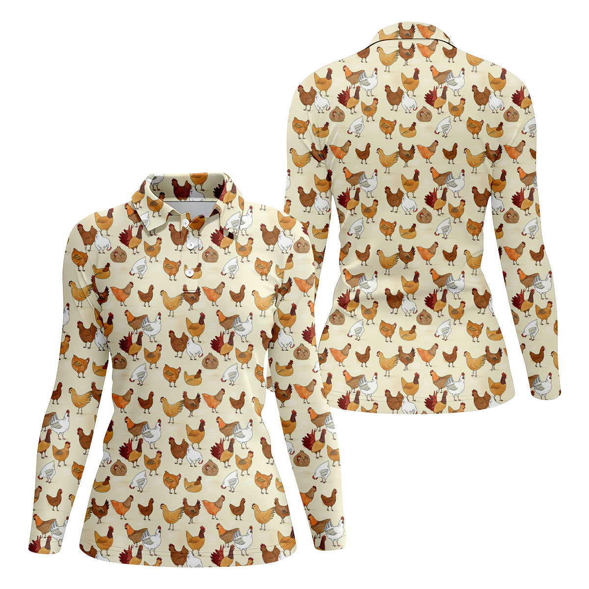 Chicken Family Funny Womens Golf Polo Shirt, Chicken Lover Gifts, Custom Ladies Golf Shirt