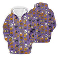 Purple Halloween Skull Golf Shirt, Spooky Cat, Mens Golf Polo Shirts, Halloween Theme Shirts, Golfing Apparel