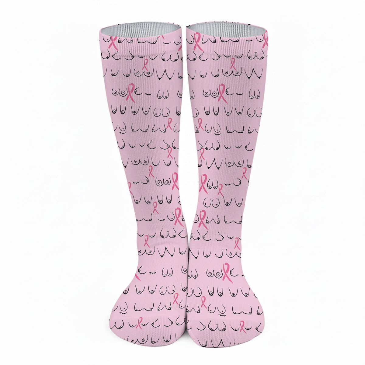 Funny Pink Golf Socks With Breast Cancer Pink Ribbon, Christmas Golf Gift, Golfing Apparel