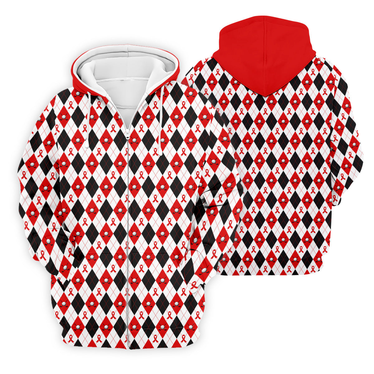 Red Painted Awareness Ribbon Aids Hiv Men's Polo Shirt, AIDS Awareness Shirt, Men Golf Shirt, Golf Gift For Men
