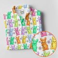 Colorful Easter Bunny White Golf Shirt, Cute Golf Outfit, Women's Golf Tops, Ladies Golf Shirts