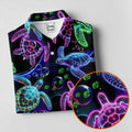 Neon Sea Turtle Ocean Pattern Hawaiian Golf Polo Shirt, Mens Golf Polo, Printed Golf Shirts