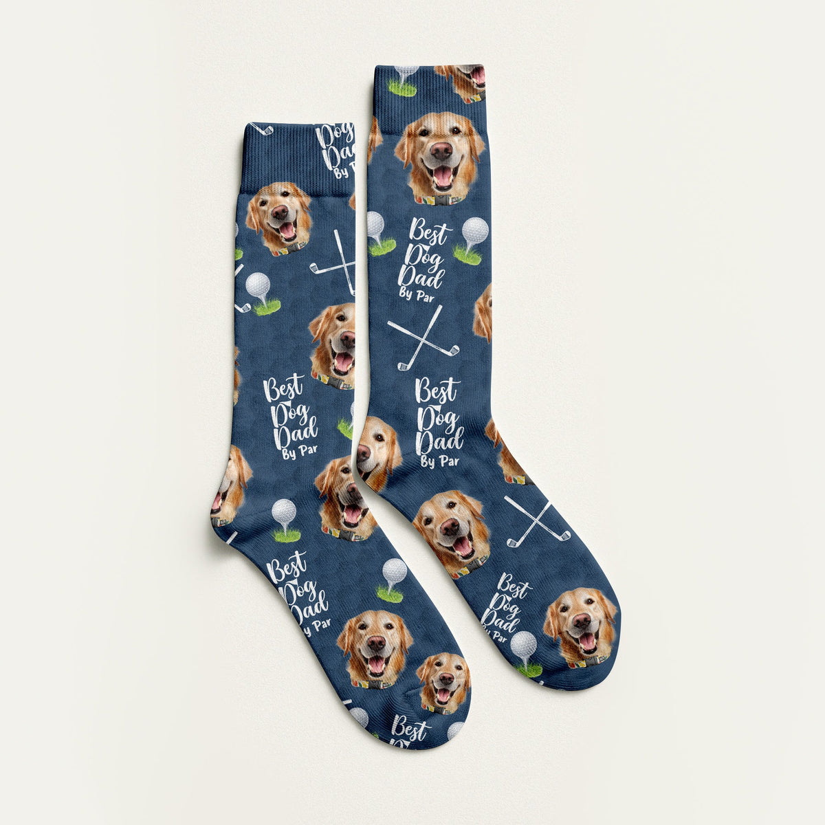 Best Dog Dad By Par Socks, Socks With Dog Face, Custom Pet Socks, Funny Crew Socks, Christmas Golf Gift