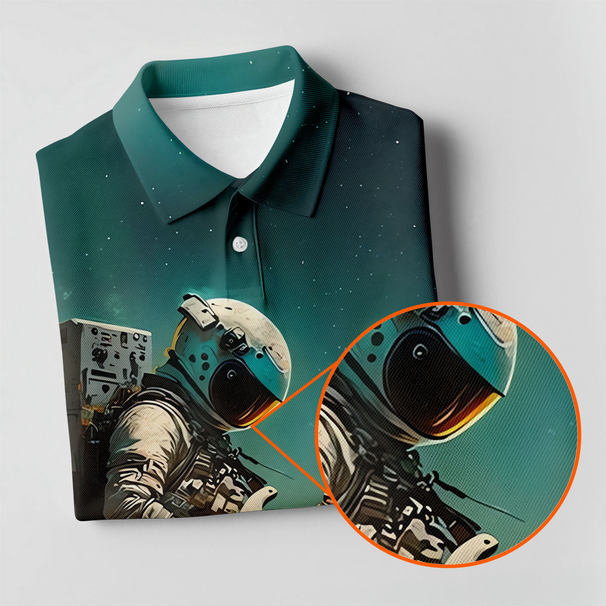 Astronaut Rock Guitar Teal Sunset Hawaiian Golf Polo, Golf Tops For Women, Golfing Apparel
