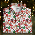 Cute Christmas Dessert Pattern Golf Tops For Men, Cartoon Character Polo Shirts For Men, Christmas Golf Shirt