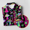 Black Neon Mushroom Pattern Golf Shirt, Mens Golf Polo, Golf Apparel For Men, Printed Golf Shirts