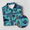 Funny Tropical Dog Surf Patchwork Golf Polo Shirt, Mens Golf Polo, Printed Golf Shirts