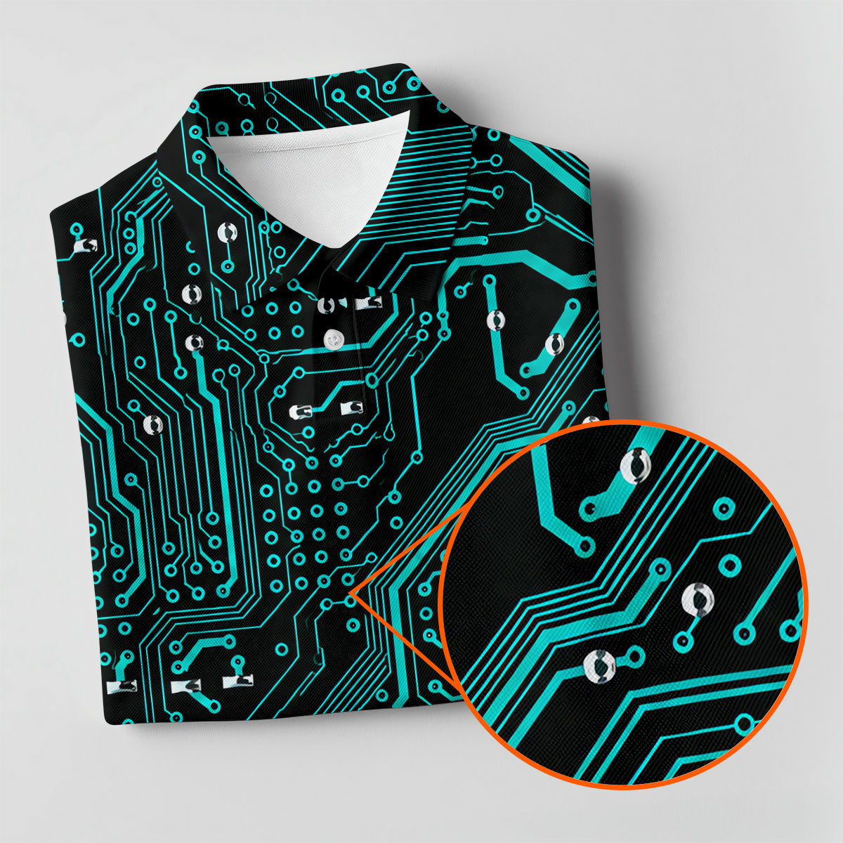 Circuit Board Pattern Hawaiian Golf Shirt, Women's Golf Tops, Ladies Golf Shirts