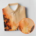 Gentleman Monkey Whiskey Golden Sunset Hawaiian Golf Polo, Golf Tops For Men, Golfing Apparel