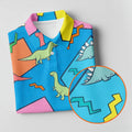 Retro Colorful Dinosaur Pattern Golf Shirt, Women's Golf Tops, Golf Shirts For Women