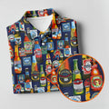 Beer Bottle Labels Navy Golf Shirt, Men's Funny Golf Shirts, Golf Tops For Men, Golf Shirts For Men