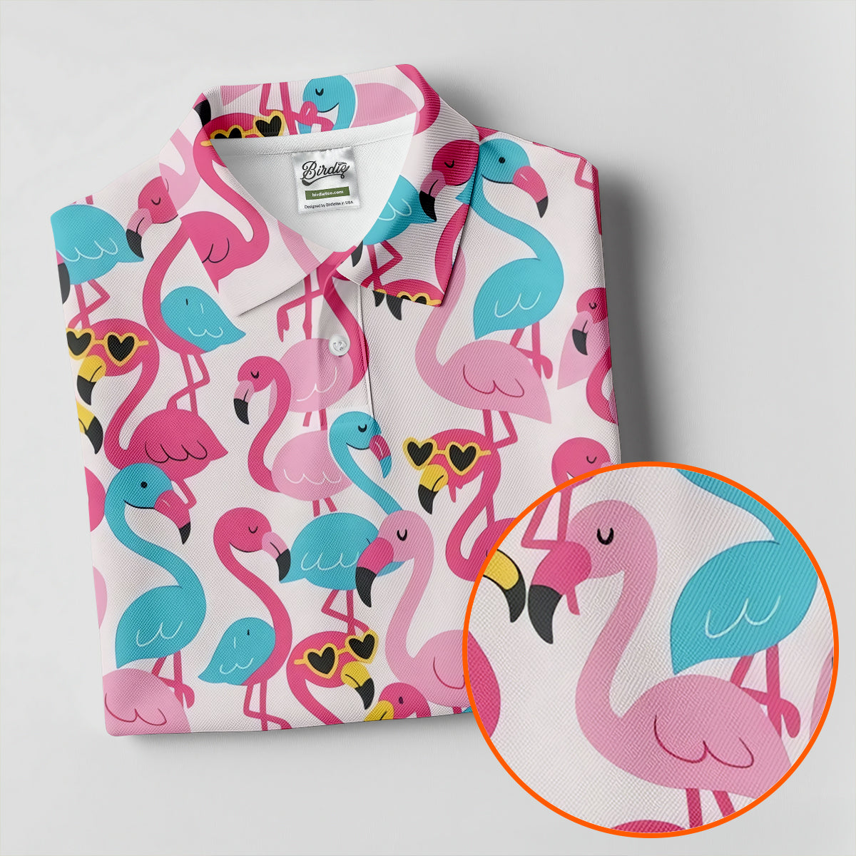 Funny Pink Flamingo Pattern Polo Golf Shirt, Mens Golf Polo, Golf Shirts For Men