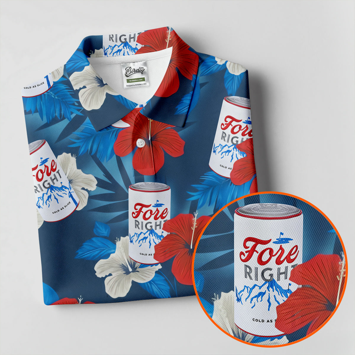 Fore Right Cold As Slice Golf And Beer Tropical Floral Golf Tops For Men, Golf Shirts For Men