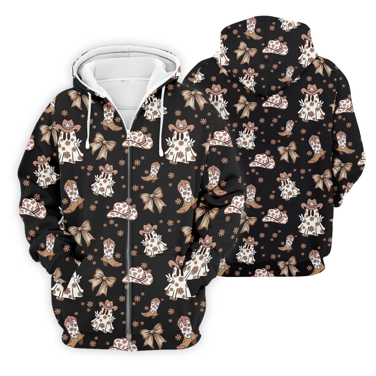 Coquette Halloween Cowboy Ghost Black Fun Golf Shirts For Men, Polo Shirts For Men, Golfing Apparel