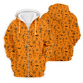 Skeleton Orange Golf Shirt, Halloween Golf Shirt, Fun Golf Polos, Men's Long Seeve Golf Shirts, Golf Gifts For Men