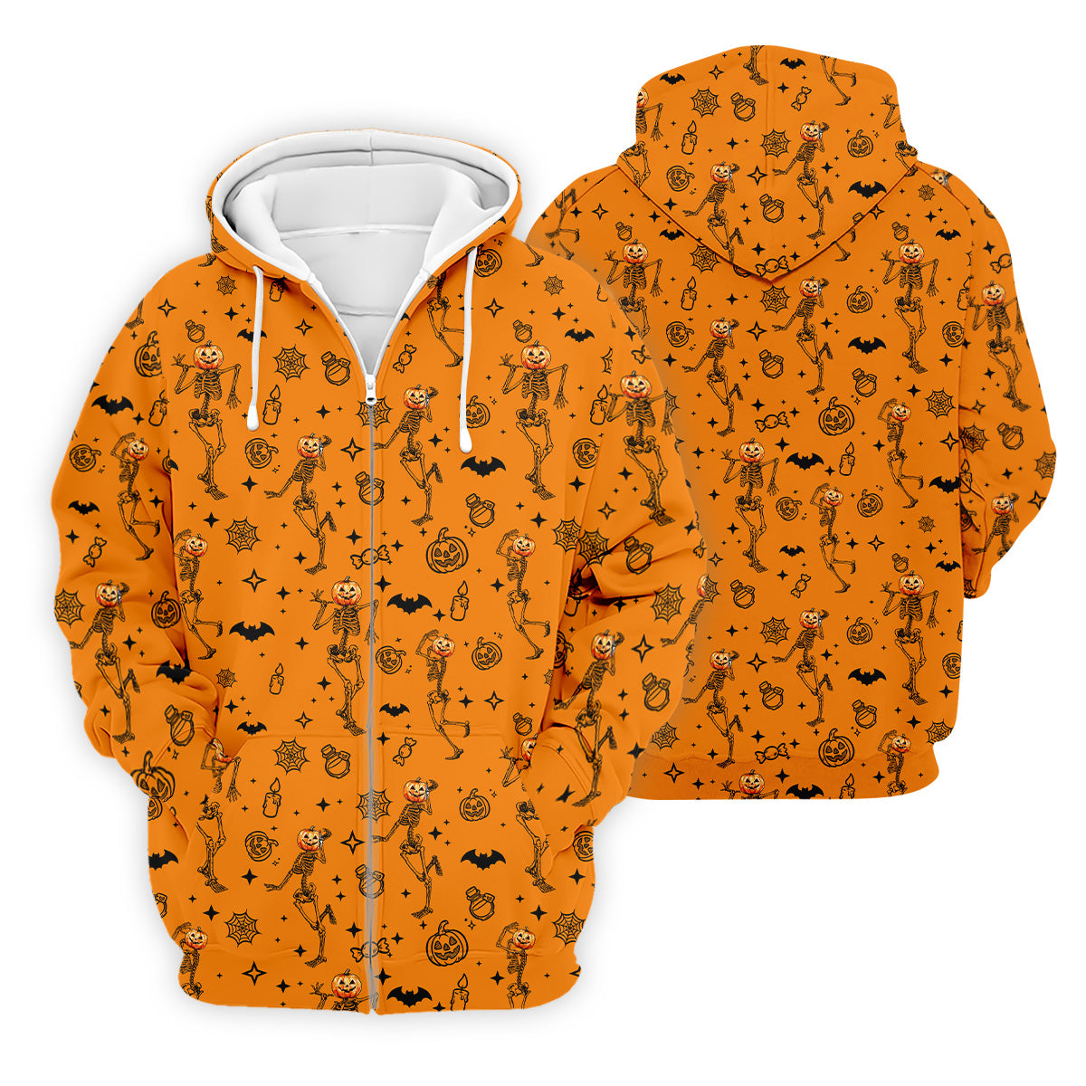 Skeleton Orange Golf Shirt, Halloween Golf Shirt, Fun Golf Polos, Men's Long Seeve Golf Shirts, Golf Gifts For Men
