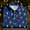 Funny Christmas Characters Golf Pose Navy Golf Shirt, Christmas Golf Shirt, Ladies Golf Shirts, Women's Polo Shirt