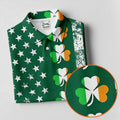 Irish Shamrock Vertical Stripes St Patrick's Day Golf Shirt, Polo Shirts For Men, Golf Shirts For Men