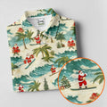 Christmas Santa Surfing Tropical Hawaiian Golf Shirt, Golf Shirts For Men, Printed Golf Shirts
