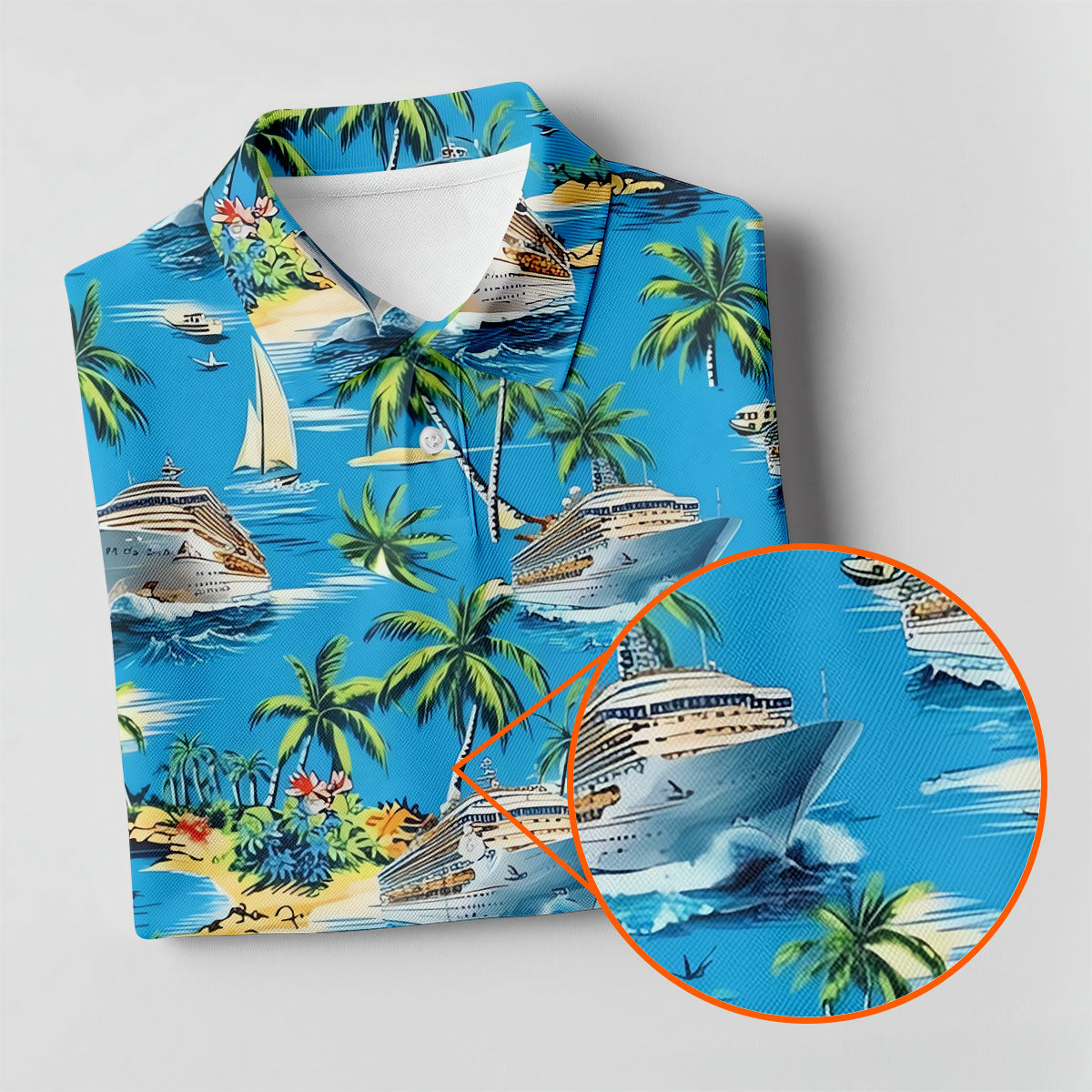 Tropical Cruise Vintage Hawaiian Golf Shirt, Women's Golf Tops, Ladies Golf Shirts