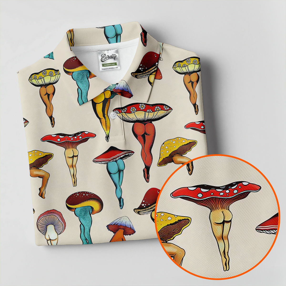 Funny Mushroom Legs Pattern Golf Polo Shirt, Printed Golf Shirts, Golf Polo Shirts For Men