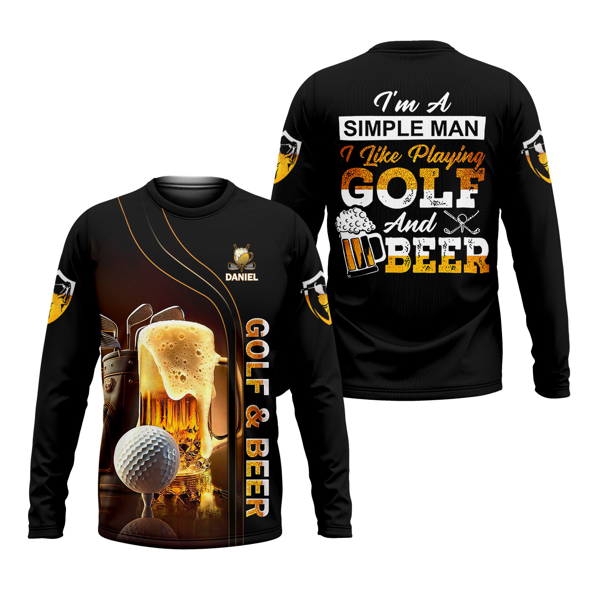 I'm A Simple Man I Like Playing Golf & Beer Custom Funny Golf Polo Shirt, Dad Golf Gifts