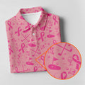Awareness Ribbon Light Pink Golf Shirt, Cancer Awareness Shirt, Ladies Golf Shirts, Golfing Apparel