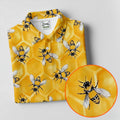 Realistic Flying Bees on Golden Honeycomb Hawaiian Golf Polo, Golf Tops For Men, Golfing Apparel