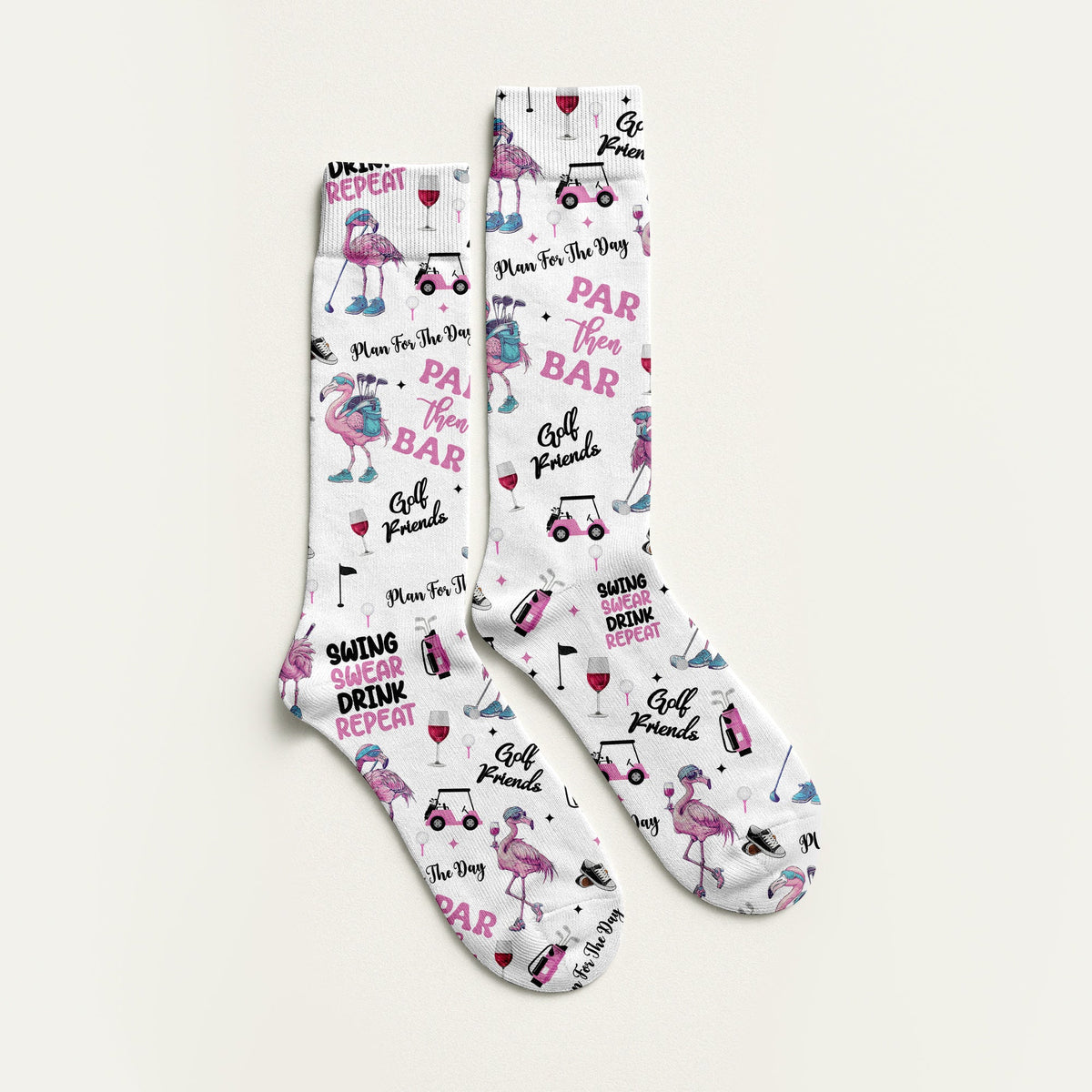 Par Then Bar Flamingo Men Golf Socks, Best Socks For Men, Fun Socks, Christmas Golf Gift