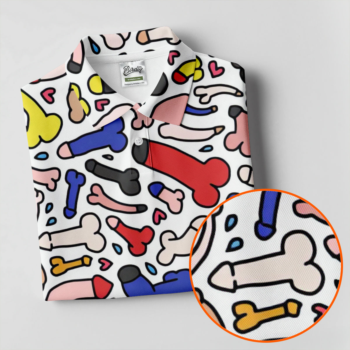 Funny Colorful Adult Doodle Pattern Polo Shirt, Mens Golf Polo, Golf Shirts For Men