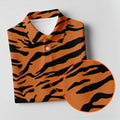 Bold Orange Black Tiger Stripe Animal Print Golf Shirt, Women Golf Shirts, Golf Apparel For Ladies
