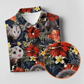 Cute Possums Hibiscus Flowers Golf Polo, Island Foliage Hawaiian Golf Shirt, Golf Tops For Men, Golfing Apparel